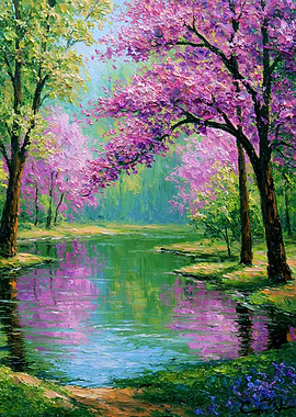 Impressionist Spring Landscape Painting
