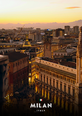Milan Cityscape at Sunset