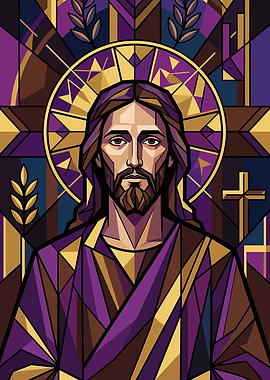 Stained Glass Jesus Christ Portrait