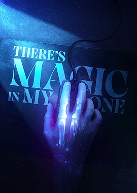 Hand on Gaming Mouse with Magic Effect
