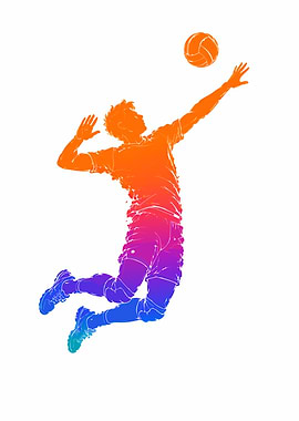 Volleyball Player Spiking Ball