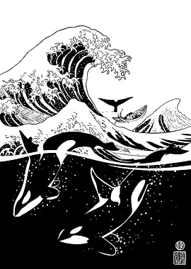 Orcas and Great Wave