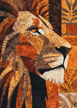 Geometric Mosaic Lion Portrait Painting