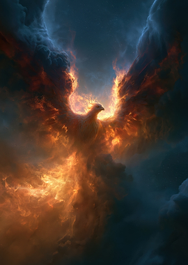 Phoenix Rising from Flames