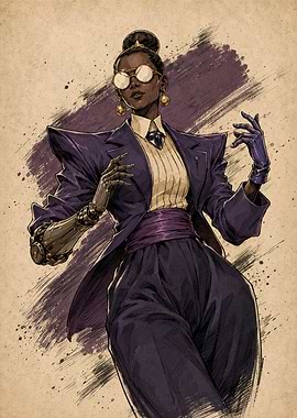Steampunk Woman in Purple Suit