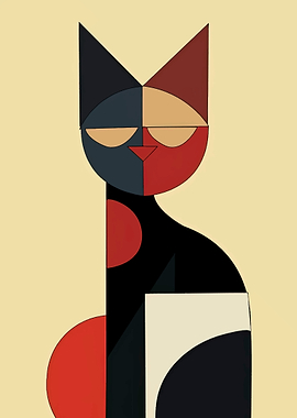 Geometric Calico Cat Portrait