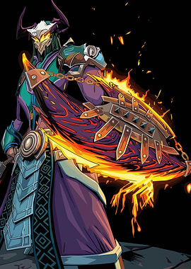 Fiery Warrior with Shield