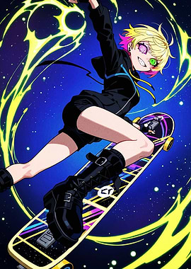 Anime Skater Girl in Space