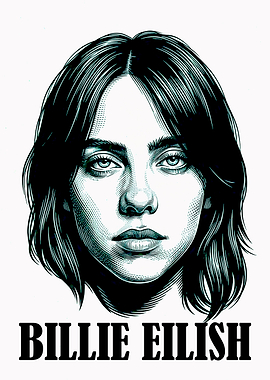 Billie Eilish Portrait with Name