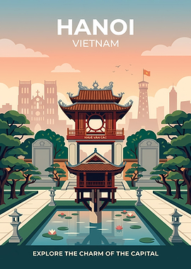 Hanoi Vietnam Travel Poster
