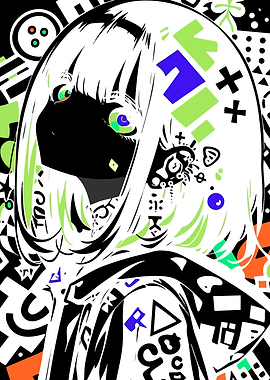 Anime Girl with Abstract Background