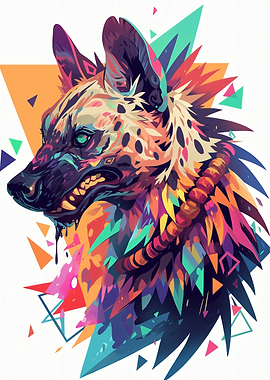 Colorful Hyena Portrait