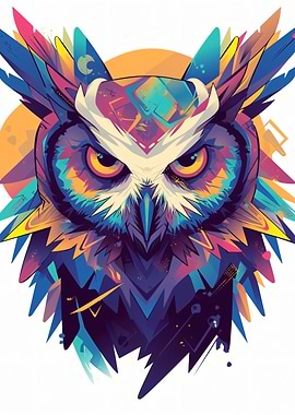 Colorful Abstract Owl Portrait