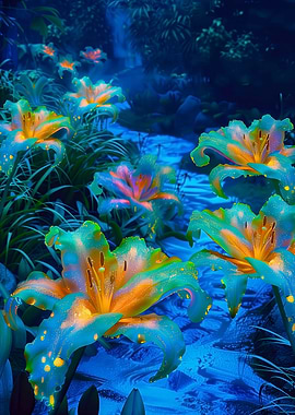 Flowers by a Stream