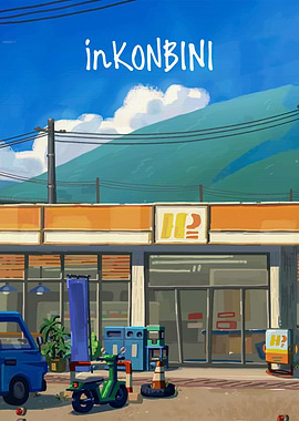 inKonbini Storefront with Scooter and Car