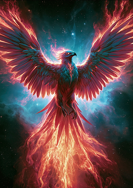 Fiery Phoenix in Cosmic Nebula