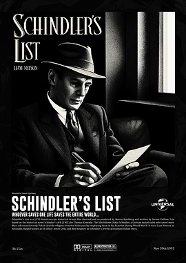 Schindler's List : Monochrome Movie Poster