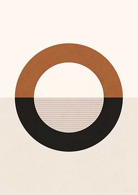 Symmetric Horizon - Minimalist Bauhaus Circle Wall Art