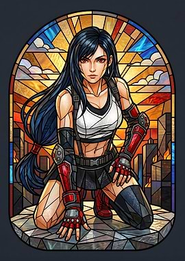 Tifa Lockhart Final Fantasy VII Stained Glass Art
