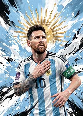 Lionel Messi with Argentina Flag