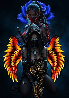 Fantasy Warrior Women with Wings