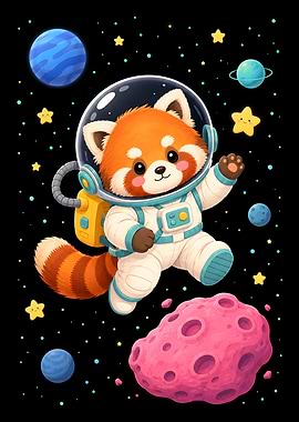 Red Panda Astronaut in Space