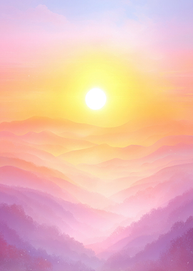 Sunrise Over Misty Mountains