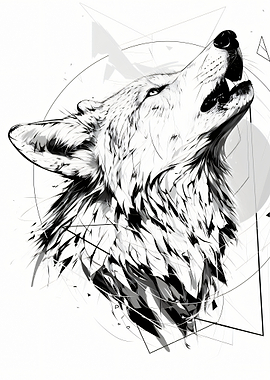 Howling Wolf Geometric Art