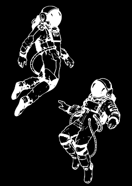 Astronauts floating in space