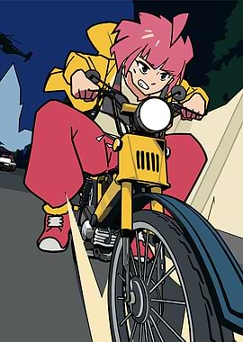 Unbeatable girl on a motorcycle chase
