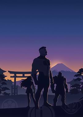 Superheroes at Mount Fuji