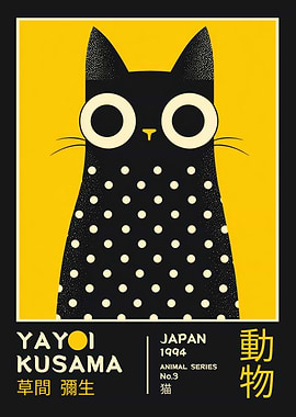 Yayoi Kusama Black Cat Exhibition Poster