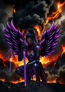 Warrior Angel with Glowing Sword