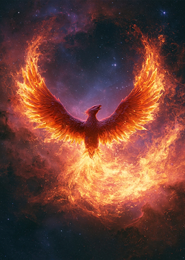 Fiery Phoenix in Cosmic Nebula
