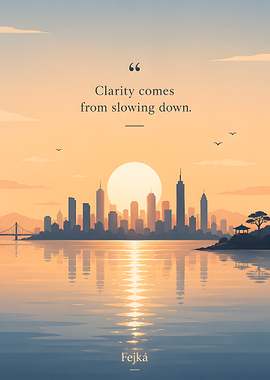 Cityscape at Sunset with Quote