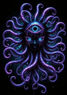 Cosmic Eye Creature with Tentacles