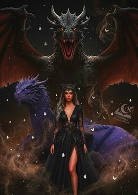 Woman with Dragons and Butterflies