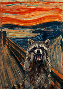 Raccoon Screaming in Edvard Munch's The Scream