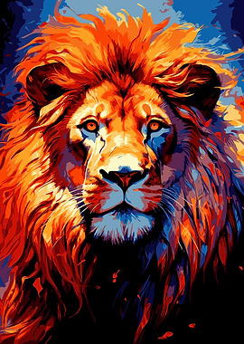 Fiery Lion Portrait