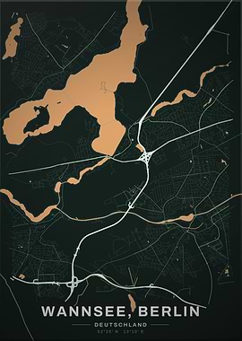 Wannsee Berlin, Germany | Nautical Chart Poster