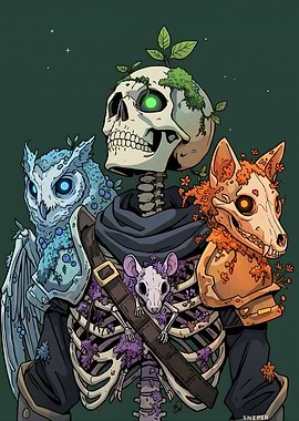 Skeleton with Animal Companions