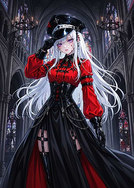 Gothic Anime Girl in Church