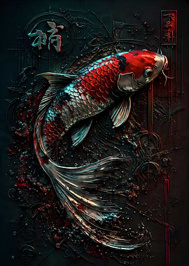 Koi Fish with Japanese Symbols
