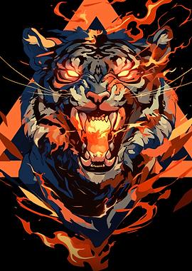 Fiery Tiger Roaring