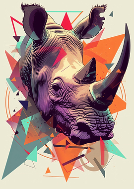 Geometric Rhino Portrait