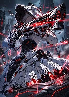 Cyberpunk Maid with Sci-Fi Rifle