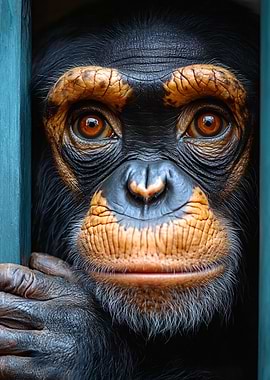 Close-up Portrait of a Chimpanzee