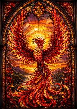 Phoenix Stained Glass Window