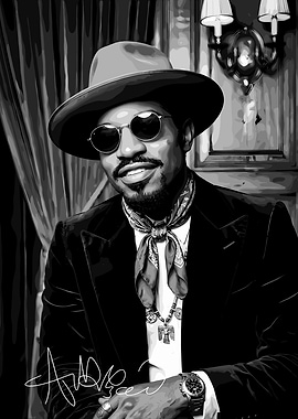 Andre 3000 in a Hat and Suit