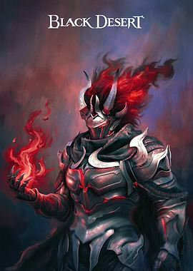 Black Desert Warrior with Fire